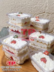 Hộp mousse JY1250 chữ nhật - Hộp đựng bánh mousse chữ nhật JY1250 - Hộp JY1250 đựng tramisu - Hộp đựng bánh red velvet