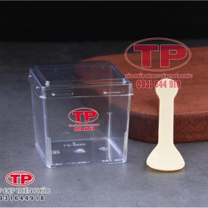 Ly LC-5550 vuông mini đựng bánh mousse -Ly LC-5550 đựng panna cotta 110ml - Ly mica vuông có nắp đựng bánh mini trang trí tiệc teabreak - hội nghị