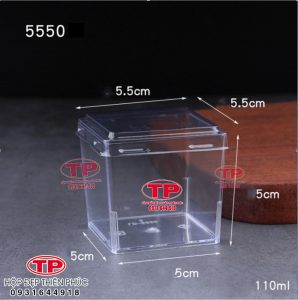 Ly LC-5550 vuông mini đựng bánh mousse -Ly LC-5550 đựng panna cotta 110ml - Ly mica vuông có nắp đựng bánh mini trang trí tiệc teabreak - hội nghị