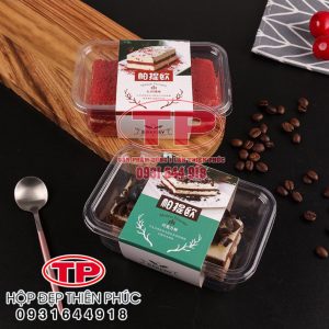 Hộp mousse JY1250 chữ nhật - Hộp đựng bánh mousse chữ nhật JY1250 - Hộp JY1250 đựng tramisu - Hộp đựng bánh red velvet