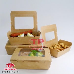 Hộp giấy cửa sổ đựng salad trộn - hộp giấy đựng cơm mang đi - hộp giấy đựng trái cây gọt sẵn - hộp giấy đựng thức ăn