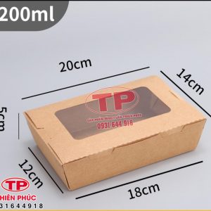 Hộp giấy cửa sổ đựng salad trộn - hộp giấy đựng cơm mang đi - hộp giấy đựng trái cây gọt sẵn - hộp giấy đựng thức ăn