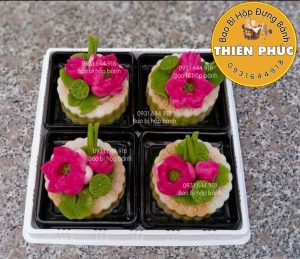 Hộp H121 đựng 4 bánh trung thu rau câu - Hộp H121 đựng bánh bông lan trứng muối 24cm - Hộp H121đựng rau câu cá chép