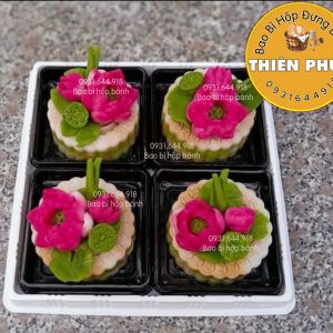 Hộp H121 đựng 4 bánh trung thu rau câu - Hộp H121 đựng bánh bông lan trứng muối 24cm - Hộp H121đựng rau câu cá chép