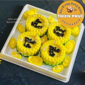 Hộp H121 đựng 4 bánh trung thu rau câu - Hộp H121 đựng bánh bông lan trứng muối 24cm - Hộp H121đựng rau câu cá chép