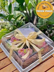 Hộp H121 đựng 4 bánh trung thu rau câu - Hộp H121 đựng bánh bông lan trứng muối 24cm - Hộp H121đựng rau câu cá chép