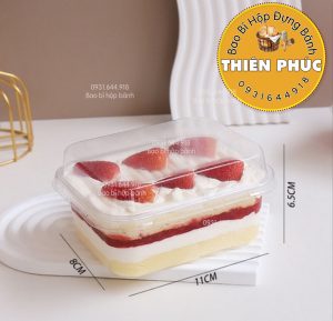 Hộp S231 đựng mousse chữ nhật - Hộp S231 đựng bánh bông lan phô mai sầu riêng - Hộp tiramisu S231  450ml