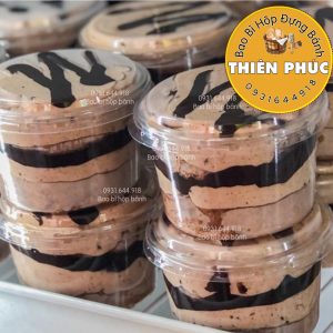 Hộp XY583 nhựa PET tròn 150ml đựng panna cotta - mousse - red velvet - oreo chessecake - Ly mousse 583