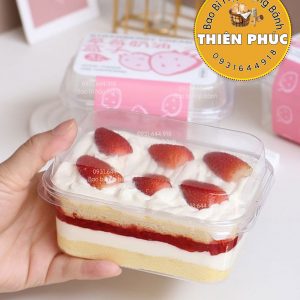 Hộp S231 đựng mousse chữ nhật - Hộp S231 đựng bánh bông lan phô mai sầu riêng - Hộp tiramisu S231 450ml