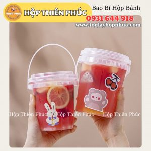 Xô trà sữa 700ml - xô trà trái cây 700ml - xô quai xách 700ml - xô nhựa 700ml