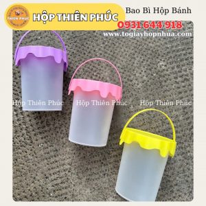 Xô Tím 700ml đựng trà sữa - Xô Hồng 700ml - Xô nhiều màu đựng trà sữa 700ml - Xô nắp sơn đựng nước