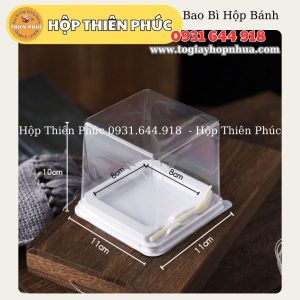 Hộp HT-902 đựng bánh mousse - đựng bánh kem nhỏ kèm nĩa - Hộp XY-902 đựng bánh tiramisu - Hộp vuông kèm nĩa - Hộp đựng bánh mini kèm nĩa - Hộp kèm nĩa
