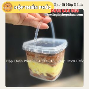 Xô vuông 500ml đựng trà sữa - Xô sầu 500ml - Xô vuông 500ml đựng trà trái cây - xô vuông 500ml đựng bánh su - xô vuông 500ml đựng bánh kẹo