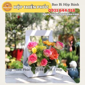 Túi hoa vuông đựng hoa và quà tặng - Túi đựng nước hoa làm quà tặng - Túi cắm hoa vuông quai xách đựng bánh và hoa