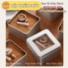 Hộp thiếc vuông có cửa sổ 450ml đựng bánh mousse - Hộp thiếc vuông đựng tiramisu có nắp kinh - Hộp thiếc vuông đựng bánh panna cotta trái cây - Hộp thiếc vuông đựng bánh quy