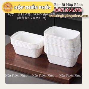 Cup giấy chữ nhật nướng bánh muffin kèm nắp - Cup chữ nhật nâu kèm nắp đựng mousse - tiramisu - hộp giấy chữ nhật nướng bánh chuối - cup giấy muffin chữ nhật nướng bánh