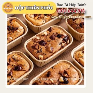 Cup giấy chữ nhật nướng bánh muffin kèm nắp - Cup chữ nhật nâu kèm nắp đựng mousse - tiramisu - hộp giấy chữ nhật nướng bánh chuối - cup giấy muffin chữ nhật nướng bánh