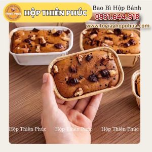 Cup giấy chữ nhật nướng bánh muffin kèm nắp - Cup chữ nhật nâu kèm nắp đựng mousse - tiramisu - hộp giấy chữ nhật nướng bánh chuối - cup giấy muffin chữ nhật nướng bánh