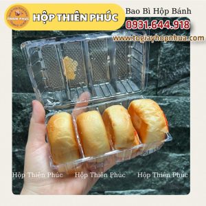 hộp Pet đựng 4 cái bánh pía - hộp 4 bánh lột da - hộp 4 bánh pía - hộp đựng bánh pía 4 cai - hộp pet đựng bánh pía