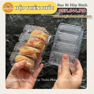 hộp Pet đựng 4 cái bánh pía - hộp 4 bánh lột da - hộp 4 bánh pía - hộp đựng bánh pía 4 cai - hộp pet đựng bánh pía